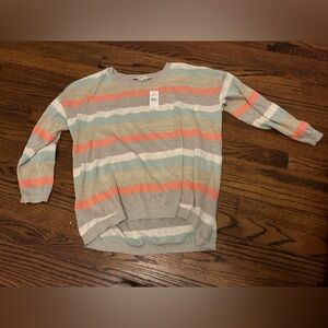 Loft striped sweater gray/coral/blue size medium-NWT